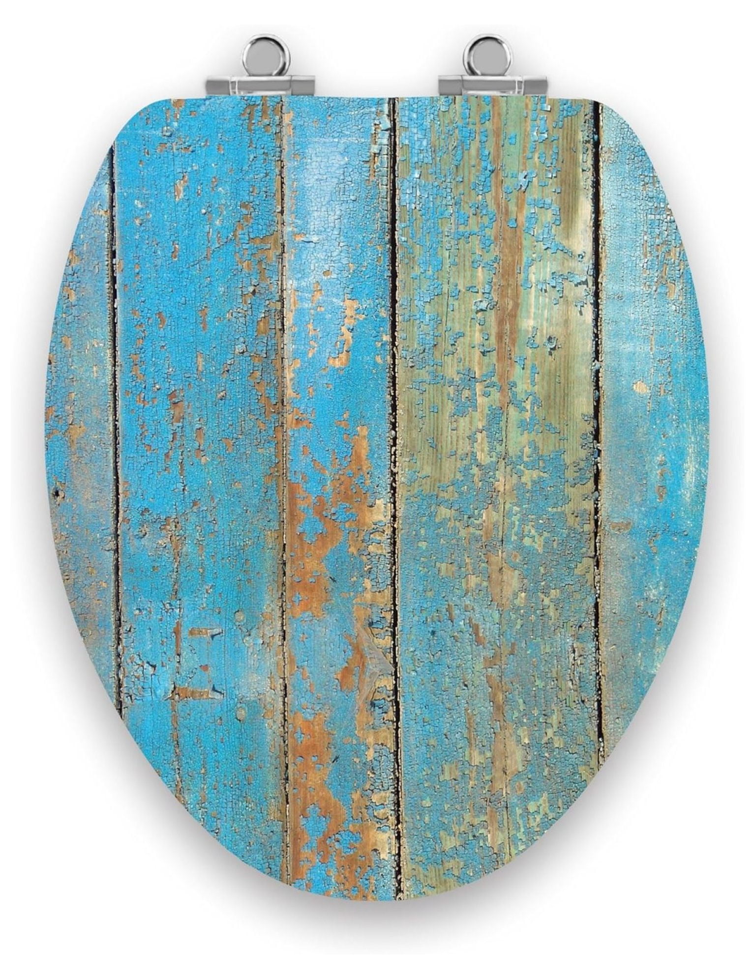 Art of Acryl Elongated Toilet Seat w/Slow Close Chromed Metal Hinges, Wood, Shabby Chic
