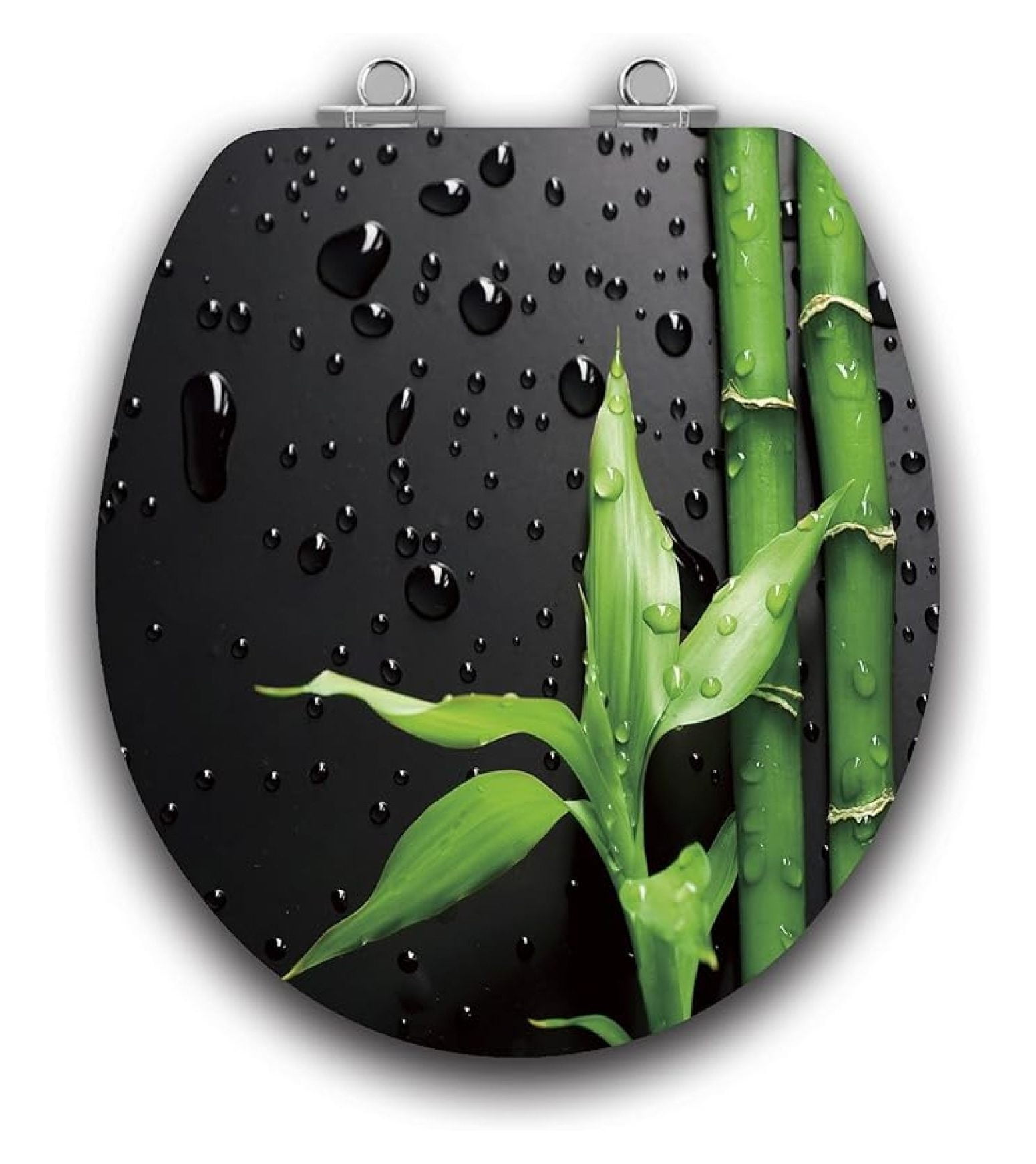 Art of Acryl Round Toilet Seat w/Slow Close Chromed Metal Hinges, Wood, Piano Black