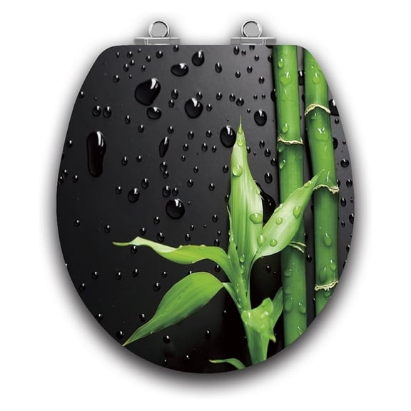 Art of Acryl Round Toilet Seat w/Slow Close Chromed Metal Hinges, Wood, Piano Black