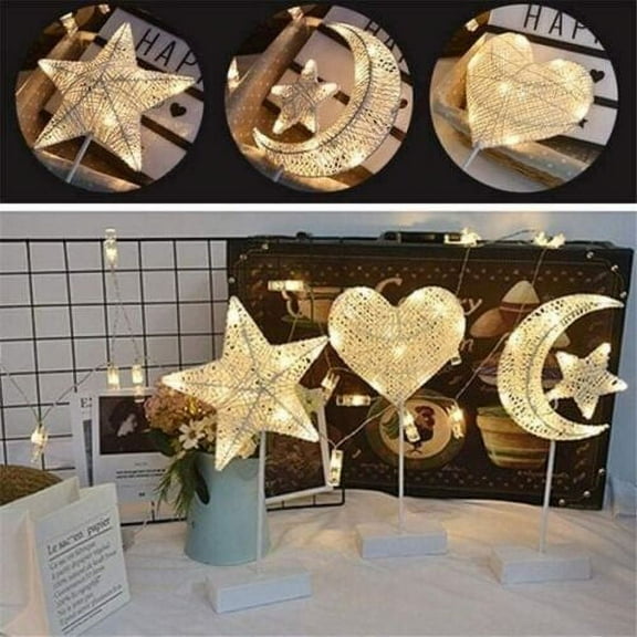 Art of Aurra Christmas Heart Decorative Night Table Lamp Winding Cotton White
