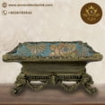 thumbnail image 1 of Art of Aurra Resin Copper Blue Antique Handmade Carved Tabletop Ashtray with 4 Parts, 1 of 4