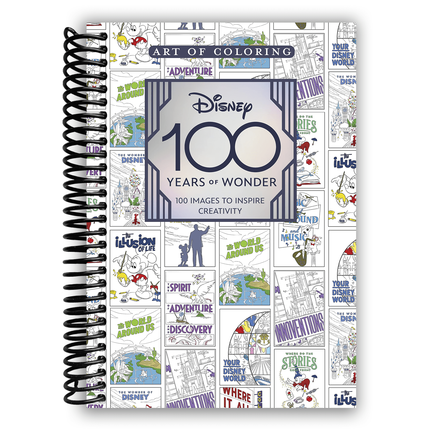 Disney 100 Years of Wonder, 100-Image Adult Coloring Book, Spiral