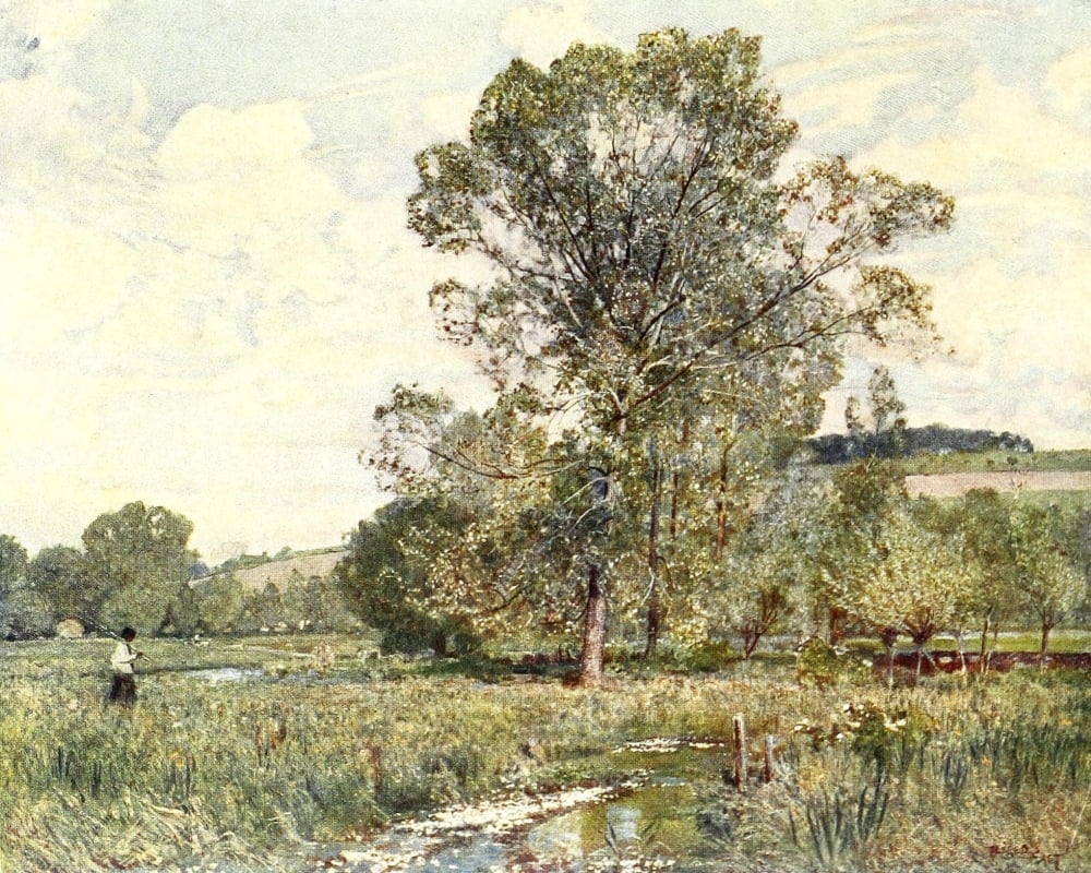 Art of Landscape Painting 1908 A Berkshire meadow Canvas Art - Alfred East (18 x 24)