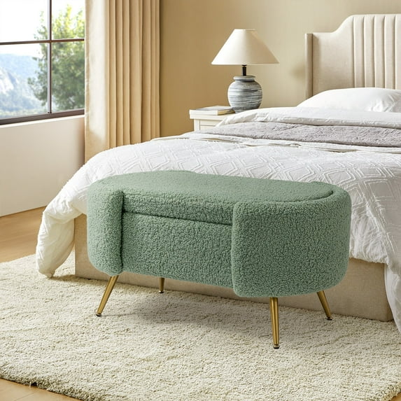 Art of Living Designs Clara 39.4" Wide Storage Bench with Metal Legs SAGE