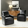 thumbnail image 1 of Art of Living Designs Terrance Transitional Swivel Faux Leather Barrel Chair with Metal Base Set of 2 Black, 1 of 5
