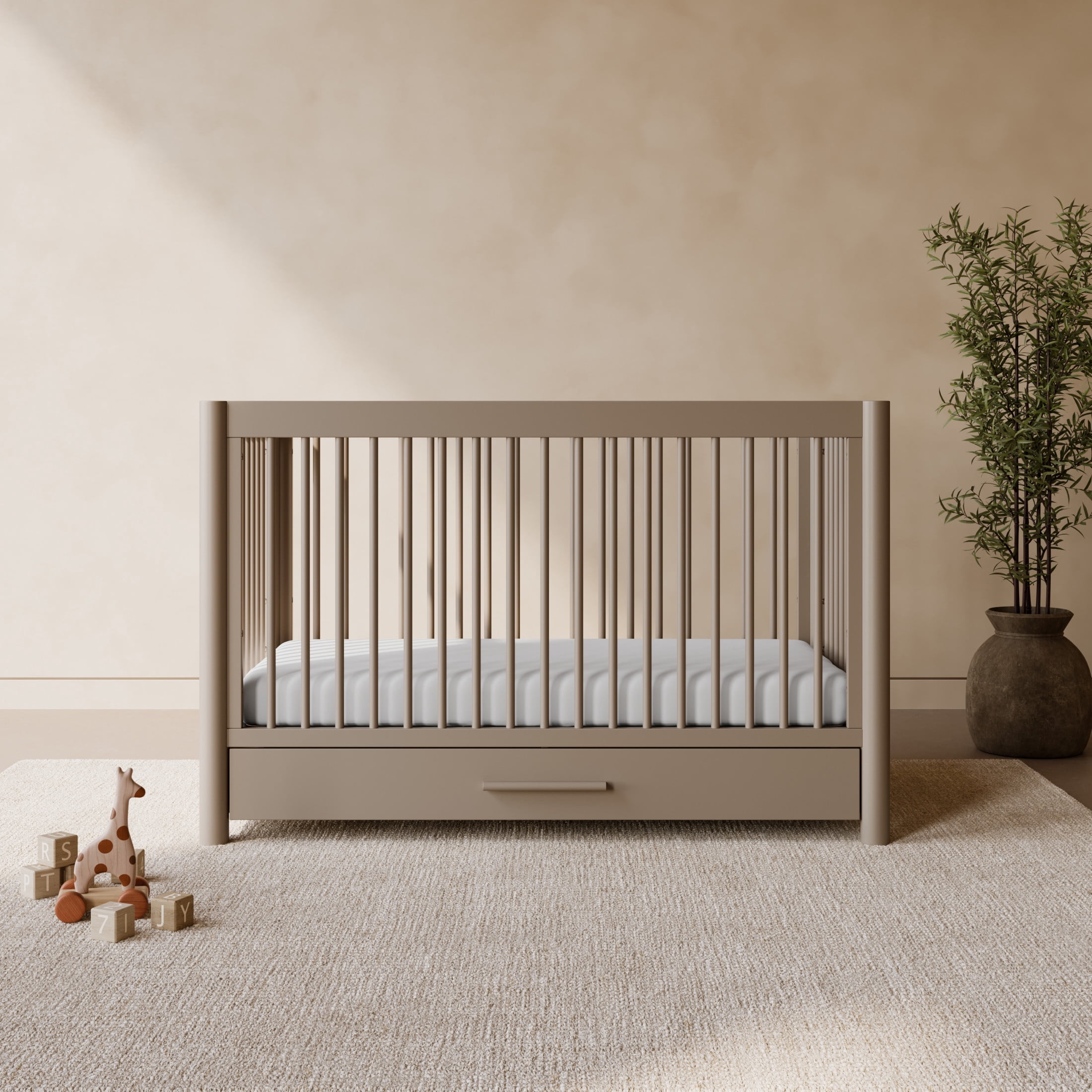 Art of Nursery by Storkcraft Malta 5-in-1 Convertible Crib with Drawer and Toddler Guardrail - Taupe