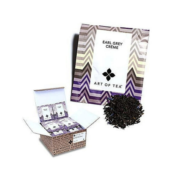 Art of Tea | Organic Earl Grey Crème Tea | 50 Count Pyramid Gourmet Tea Bag Sachets | Caffeinated