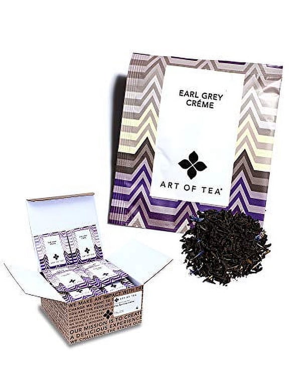 | Organic Earl Grey Crème Tea | 50 Count Pyramid Gourmet Tea Bag Sachets | Caffeinated