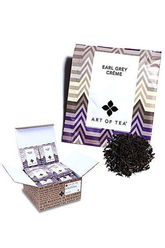 | Organic Earl Grey Crème Tea | 50 Count Pyramid Gourmet Tea Bag Sachets | Caffeinated