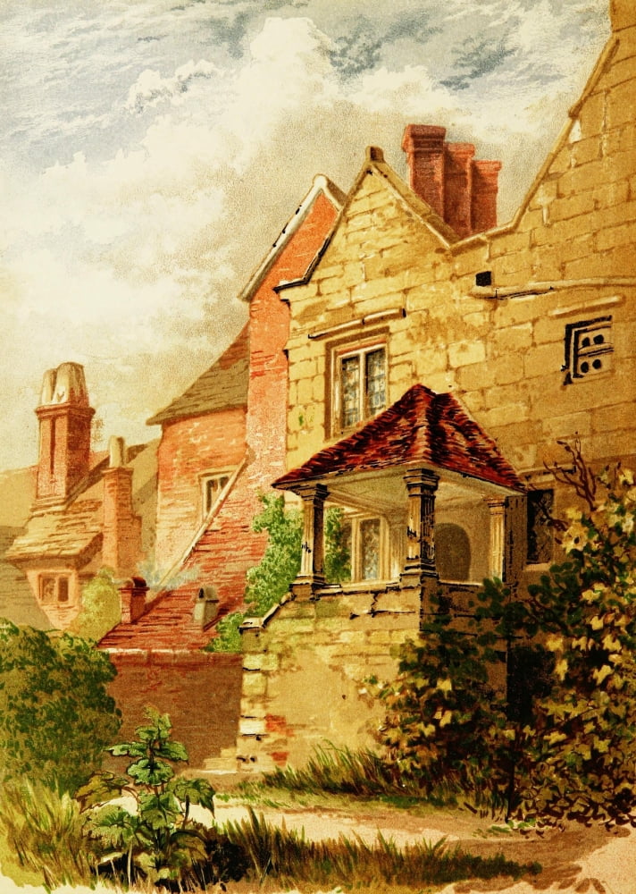 Art of sketching from nature 1871 Old porch East Grinstead Canvas Art - Philip H Delamotte (24 x 36)