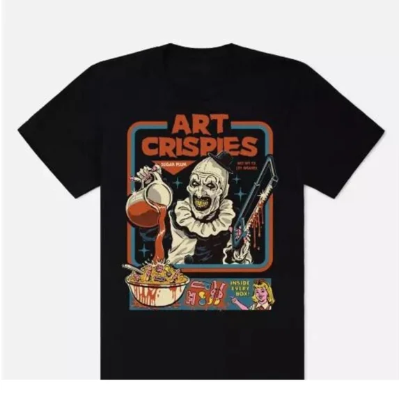 Art the Clown Crispies Terrifier T-Shirt, Steven Rhodes Horror Movie Tee