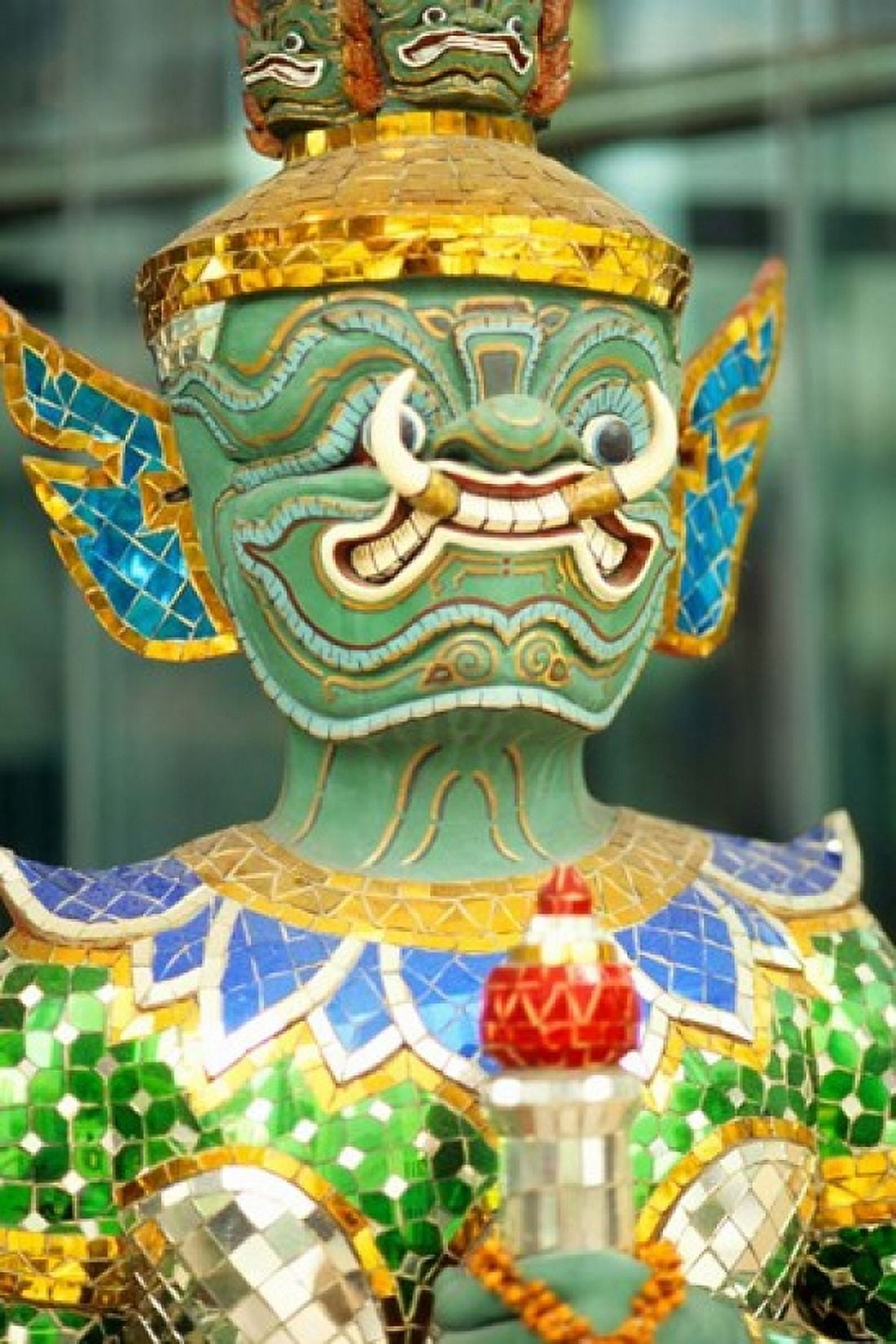 Art work sculpture of mask in Bangkok Thailand Canvas Art - Bill Bachmann DanitaDelimont (16 x 23)