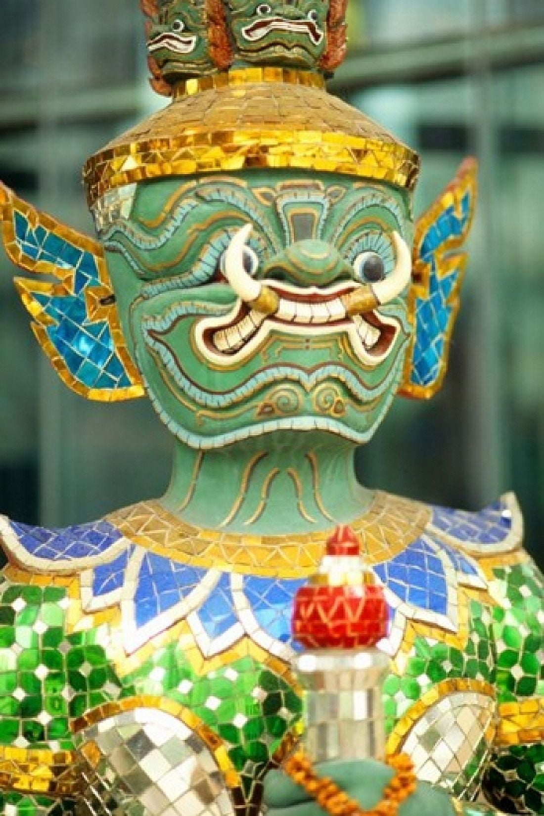 Art work sculpture of mask in Bangkok Thailand Canvas Art - Bill Bachmann DanitaDelimont (24 x 36)