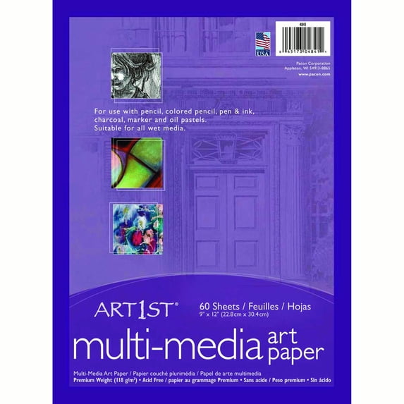 Art1st® Multi-Media Art Paper, 9" x 12", White - 60 Sheets per pack, 6 packs