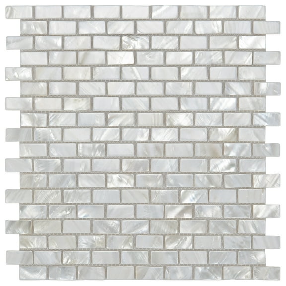 Art3d (10-Pack) 12"x 12" Mother of Pearl Backsplash Tile with Seams White Opal Subway for Kitchen