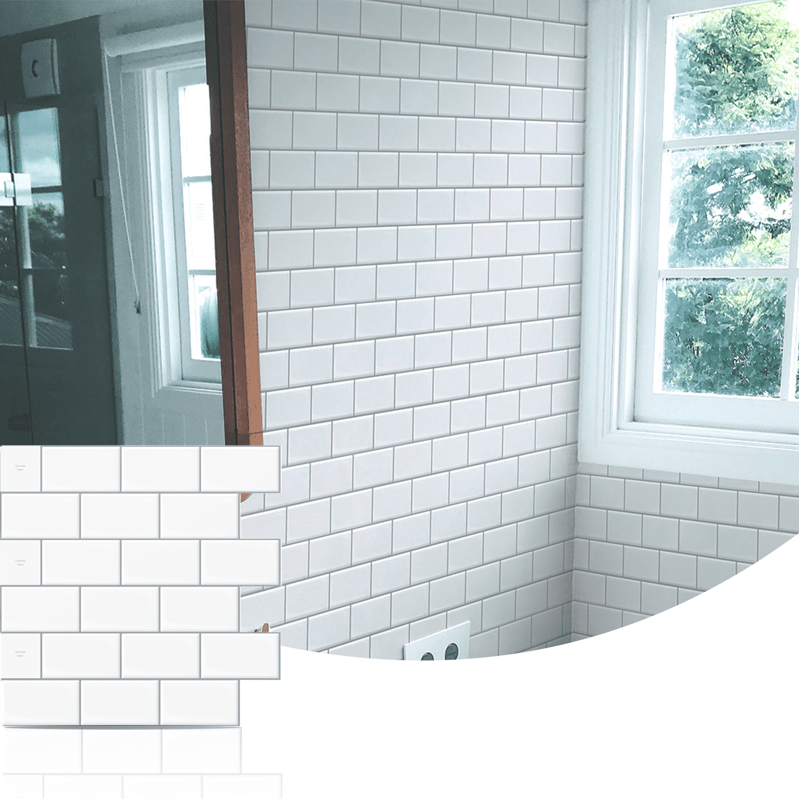 White Subway Peel and Stick Wall Tiles - 4 Pack