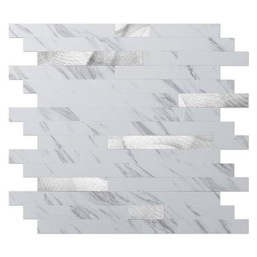 Art3d 10-Sheet 11.8''X13.4'' Peel and Stick Backsplash Marble Tone Tile for Kitchen,Bathroom,RV