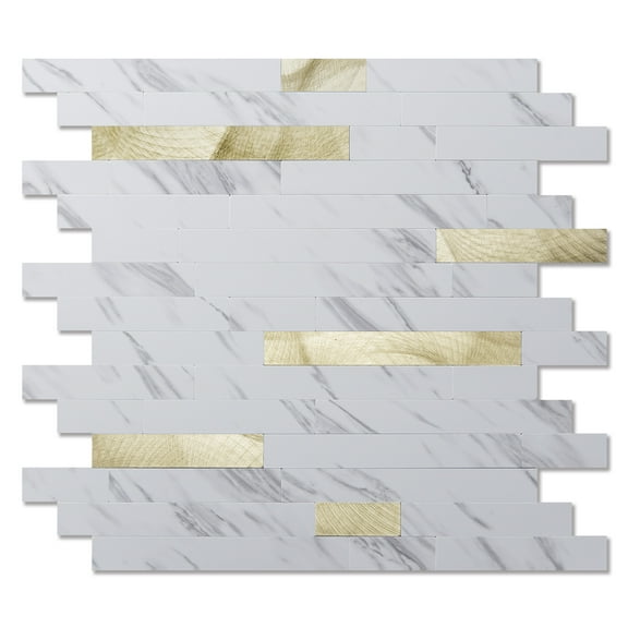 Art3d 10-Sheet 11.8''X13.4'' Peel and Stick Backsplash Marble Tone Tile for Kitchen,Bathroom,RV