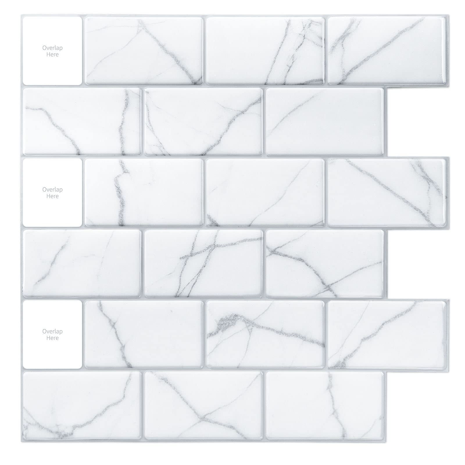 Art3d 10-Sheet 12 "x 12" Peel and Stick Backsplash Subway Tiles for Kitchen
