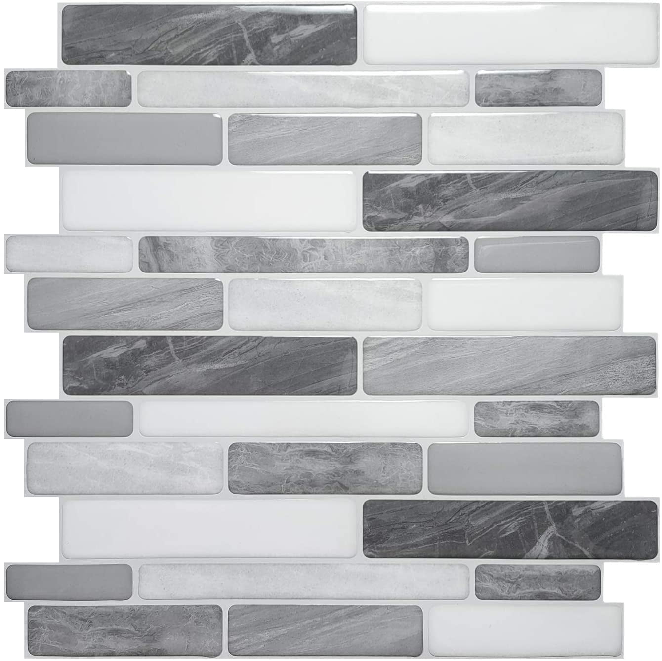 Art3d 10-Sheet 12" x 12" Peel and Stick Backsplash Tile,Self Adhesive Wall Tile for Kitchen,RV,Gray