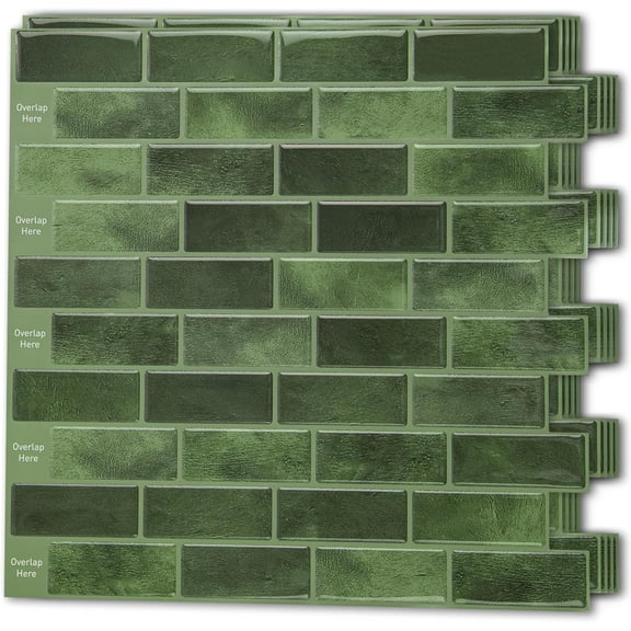 Art3d 10-Sheet Kitchen Backsplash Tiles Peel and Stick, Self Adhesive Wall Tile Sticker for Kitchen Island Bathroom Laundry Room RV Renter 12" x 12" - Jade Green