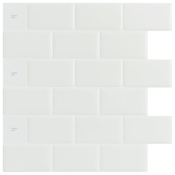 Art3d 10-Sheet Peel and Stick Tile Backsplash for Kitchen in Subway Design 11.8"x11.8" Warm White Tile (10-Pack)