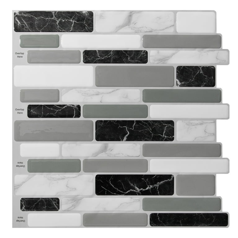 10-Tiles Self Adhesive Wall Tile Peel and Stick Backsplash Tile for Kitchen, Marble Design 12 10-Tiles Self Adhesive Wall Tile Peel and Stick Backsplash Tile for Kitchen, Marble Design 12
