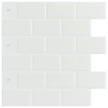 Art3d 10 pack 12"x12" Peel and Stick White Backsplash Tile for Kitchen Bedroom Living room