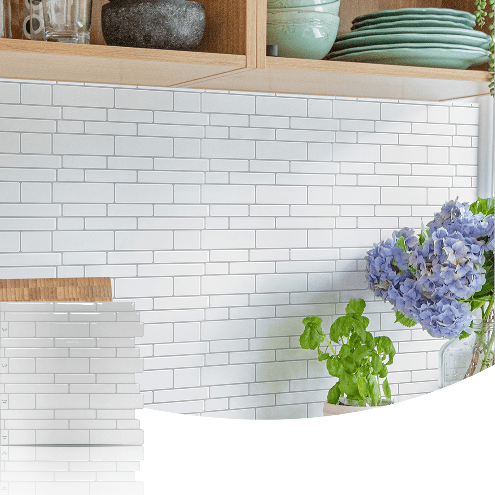 Art3d 10 pack 12"x12" Peel and Stick White Backsplash Tile for Kitchen Bedroom Living room