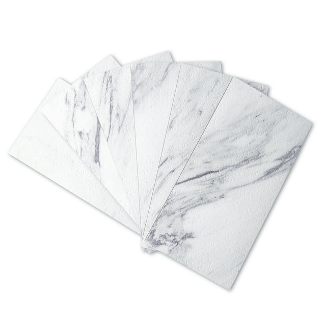 Art3d 102-Piece Peel and Stick Tile Backsplash for Kitchen Bathroom, 3in. x 6in. Stick on Subway Tile White Granite