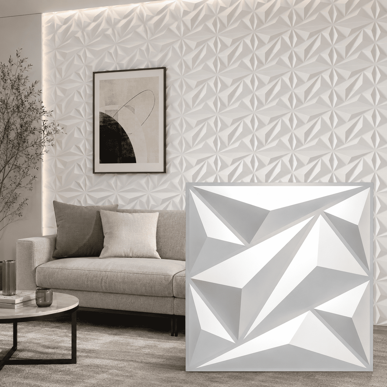 33 pcs 11.81''x11.81''  3D Wall Panel Diamond for Interior Home Decor,PVC  Wall Coverings, Wall Decor PVC Panel,White