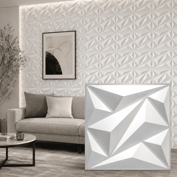 33 pcs 11.81''x11.81'' 3D Wall Panel Diamond for Interior Home Decor,PVC Wall Coverings, Wall Decor PVC Panel,White