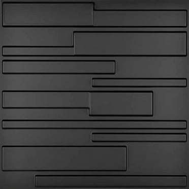 Art3d 12-Pack 19.7 in x 19.7 Inch Crossed Line Design PVC 3D Wall Panel in Black