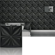 Art3d 12 Pack 19.7x19.7 Decorative PVC 3D Textured Wall Panels in Matte Black Wallpaper