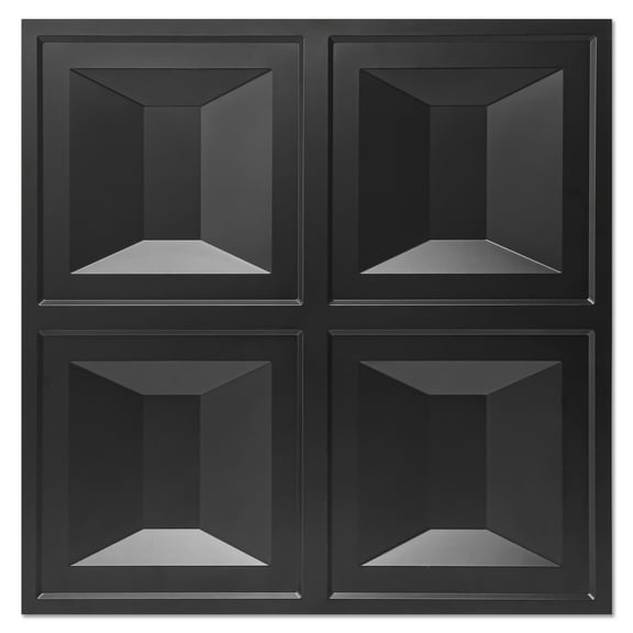 Art3d 12-Pack 24" x 24" Black PVC Ceiling Tile,Glue Up Ceiling Panel,48 Sq ft