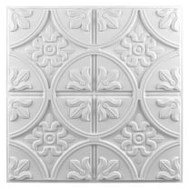 Art3d 12-Pack Glue-up or Lay in Ceiling Tile, 2ft x 2ft PVC Ceiling Tiles 3D Fancy Classic Style in White