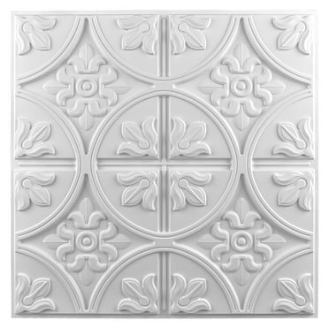 Art3d 12-Pack Glue-up or Lay in Ceiling Tile, 2ft x 2ft PVC Ceiling Tiles 3D Fancy Classic Style in White