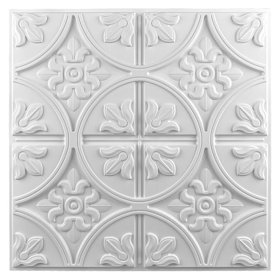 Art3d 12-Pack Glue-up or Lay in Ceiling Tile, 2ft x 2ft PVC Ceiling Tiles 3D Fancy Classic Style in White