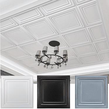 Art3d 12-Pack PVC Ceiling Tiles 24" x 24" Plastic Sheet in White，48 Sq.ft/case