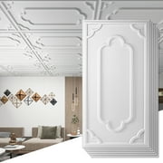 Art3d 12-Pack PVC Drop Ceiling Tiles，24x48in Glue up Ceiling Tile，Cover 96 sq.ft-White