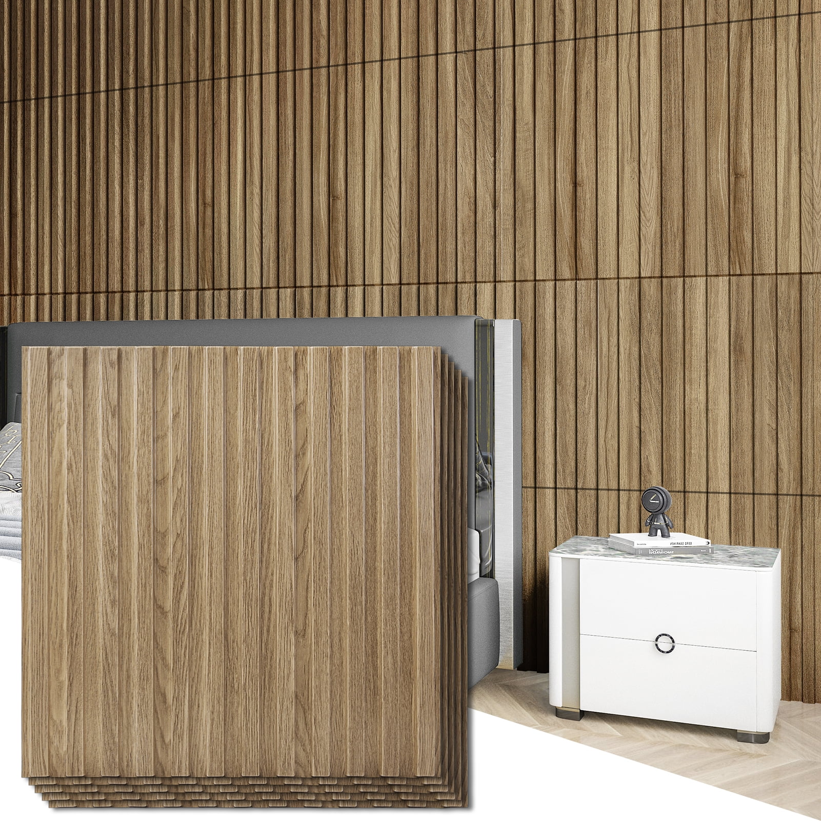 Art3d 12 Pack Slat Wall Panels, PVC 3D Wall Panels, 19.7"x19.7"-Walnut ...
