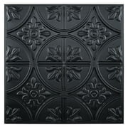 Art3d 12 Pcs Drop Ceiling Tiles 2ft x 2ft, Glue-up Ceiling Panel, Covering 48 Sq.ft, Fancy Classic Style in Black