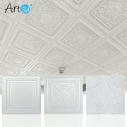 Art3d 12-Piece 24"x24" PVC Ceiling Tiles Glue up in White