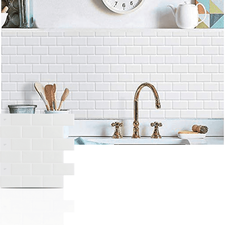 Art3d Kitchen Backsplash Tile Peel and Stick Subway Backsplash, 12x12