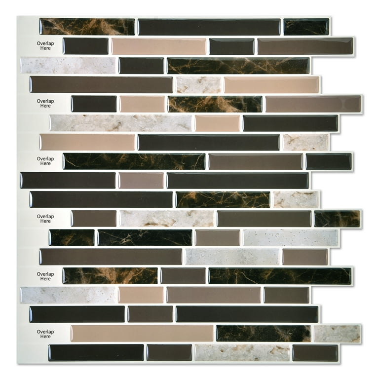 10-Tiles Self Adhesive Wall Tile Peel and Stick Backsplash Tile for Kitchen, Marble Design 12 10-Tiles Self Adhesive Wall Tile Peel and Stick Backsplash Tile for Kitchen, Marble Design 12
