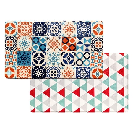 Art3d 18" X 30" Double-Sided Premium All-Purpose Non-Slip Anti-Fatigue Kitchen Standing Rug, Comfort Mat with Extra Support and Thick in Talavera Mexican