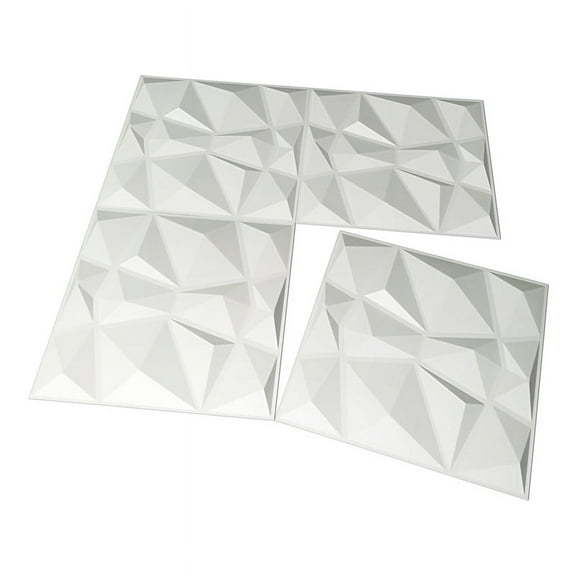 Art3d 19.7 in. x 19.7 in PVC 3D Wall Panel (12-Pack) Tile in White