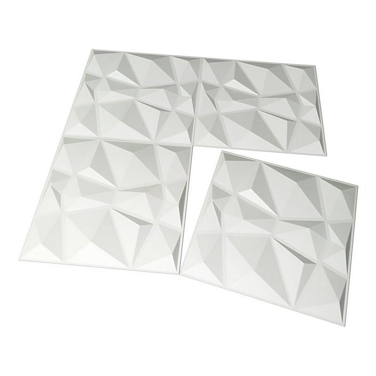 Art3d White Diamond Design 19.7 in. x 19.7 in. PVC 3D Wall Panel (12-Pack)