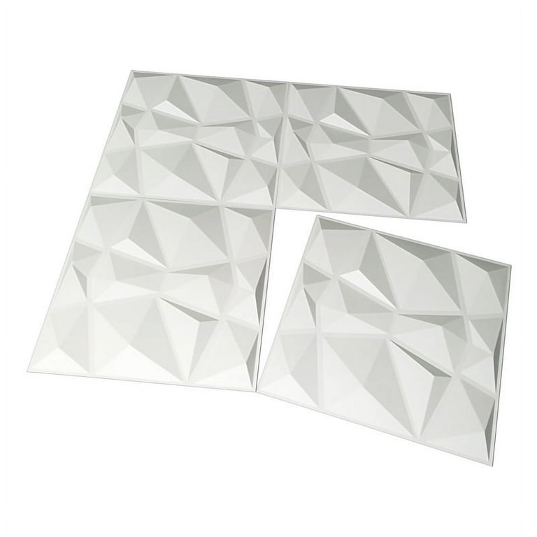 Art3d White Diamond Design 19.7 in. x 19.7 in. PVC 3D Wall Panel (12-Pack)