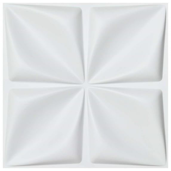 Art3d 19.7 x 19.7 inch PVC 3D Wall Panel in White 12-Piece Covring 32 Sq ft